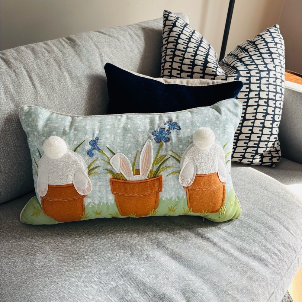 Isaac Mizrahi Easter Bunny Lumbar Pillow Pottery Barn Style Spring Decor